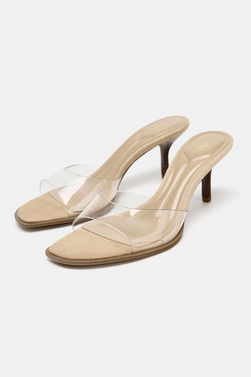 HIGH HEELED VINYL SANDALS