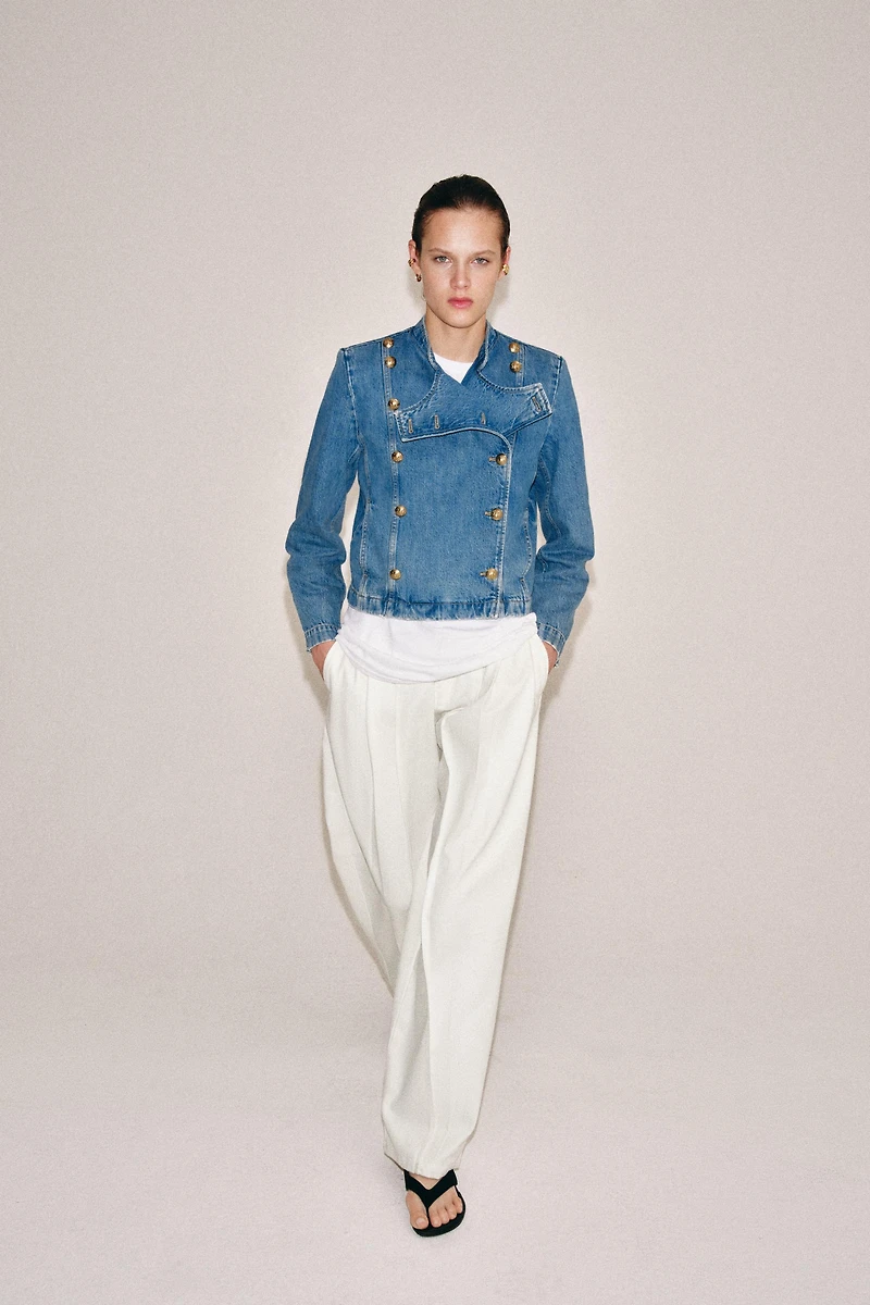 ZW COLLECTION SHOULDER PAD DENIM JACKET