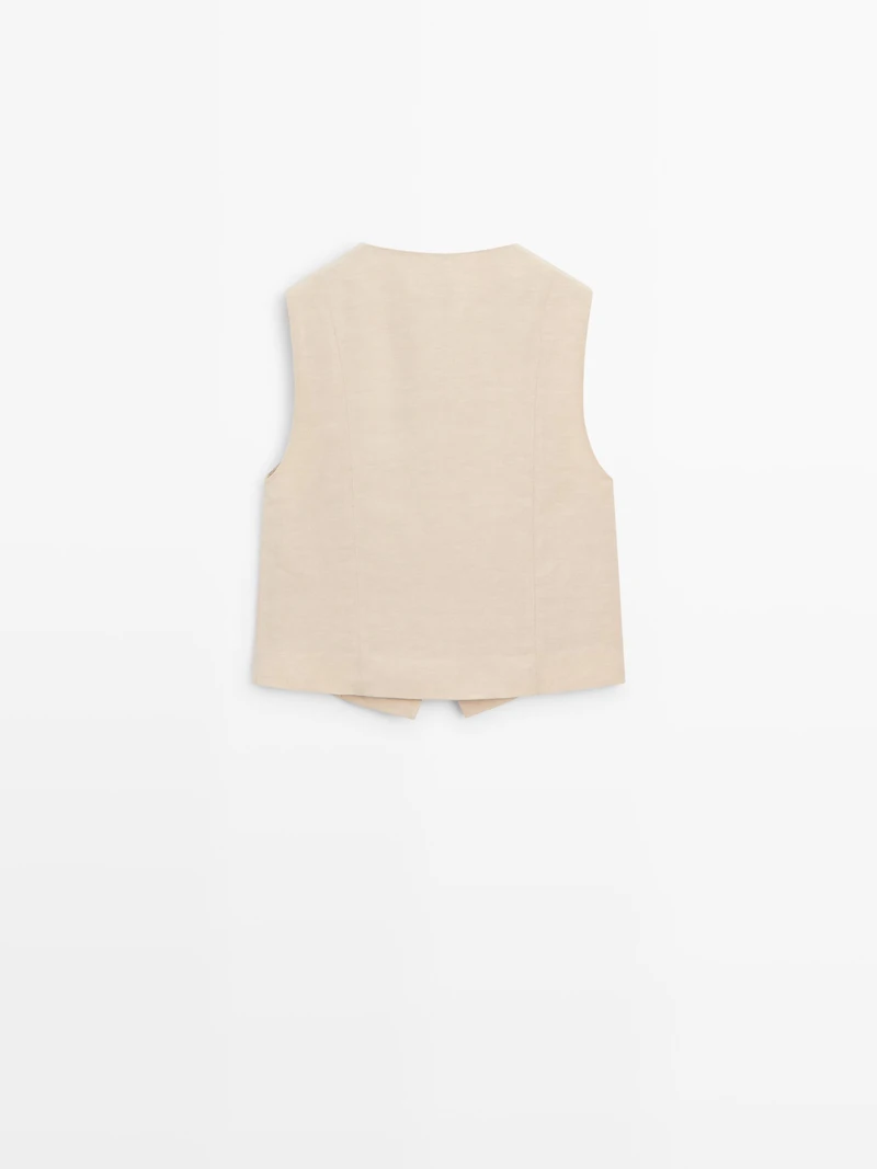 Buttoned linen blend waistcoat
