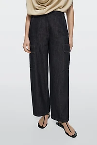 Linen blend cargo jeans