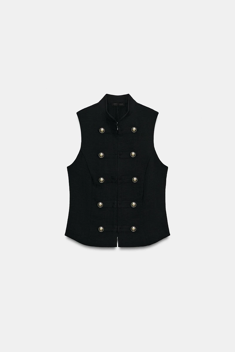 SLEEVELESS BUTTON SHIRT