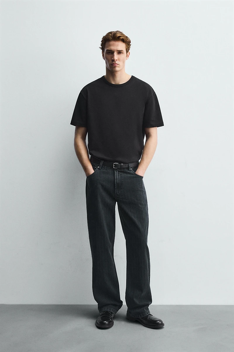 TEXTURE STRIPED JEANS