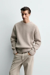 COTTON-WOOL TEXTURED SWEATER