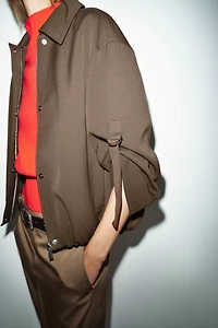 TABBED SLEEVE BOMBER JACKET