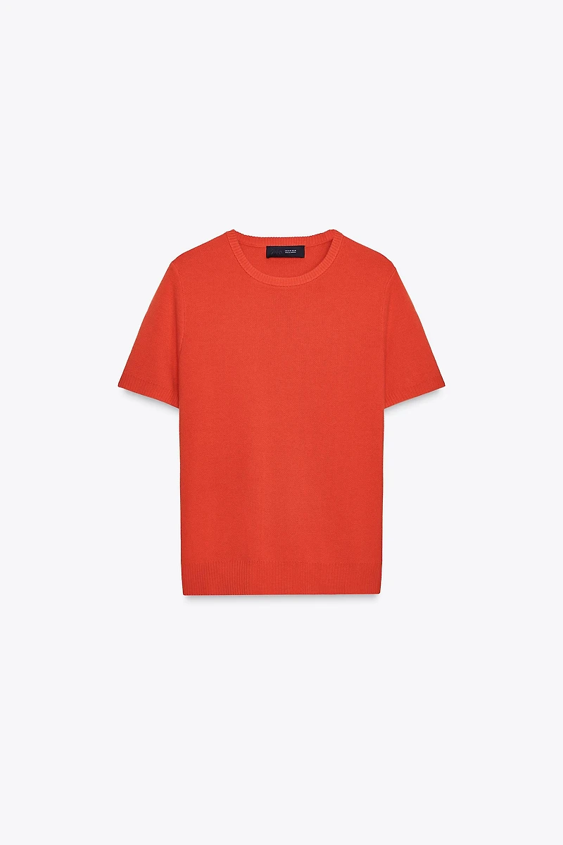 SHORT SLEEVE BASIC KNIT TOP