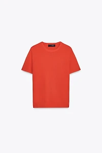 SHORT SLEEVE BASIC KNIT TOP