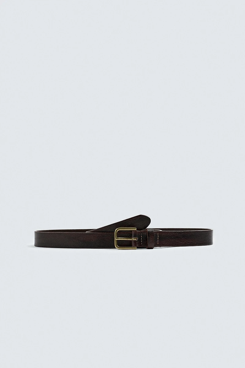 CRINKLED EFFECT LEATHER BELT