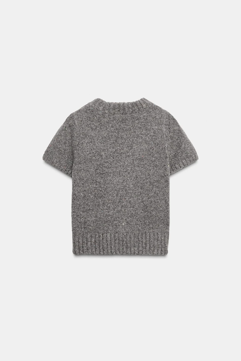 SHORT SLEEVE WOOL TOP