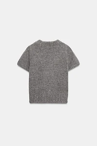 SHORT SLEEVE WOOL TOP