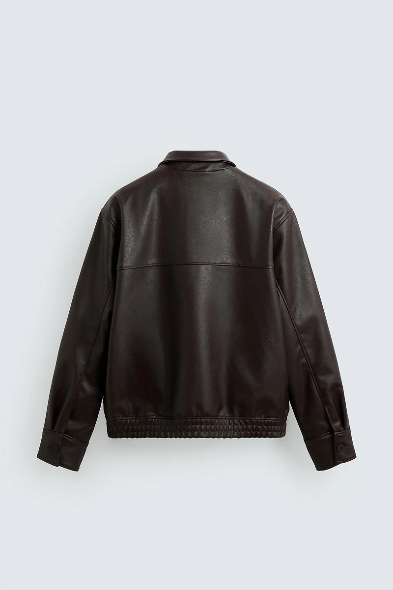 FAUX LEATHER BOMBER JACKET