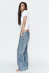 TRF LOW RISE STRAIGHT JEANS WITH RHINESTONES