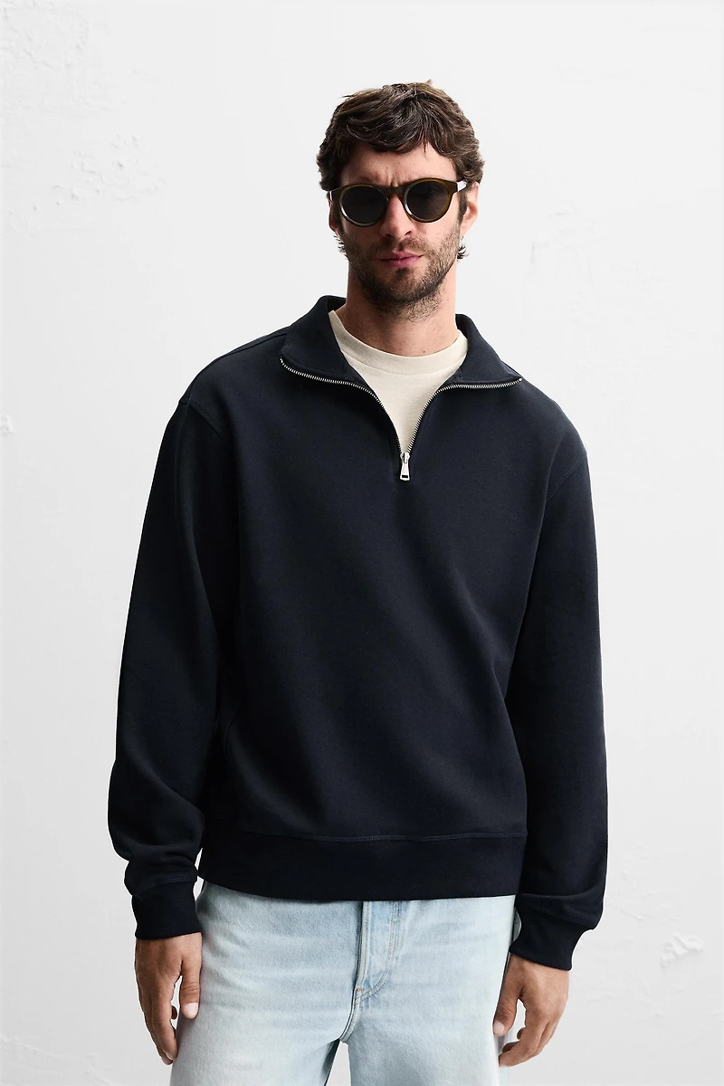 BASIC QUARTER-ZIP SWEATSHIRT