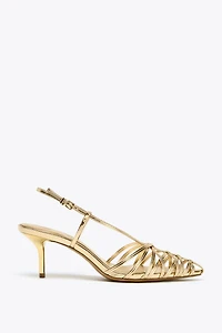 METALLIC EFFECT HEELED SLINGBACKS