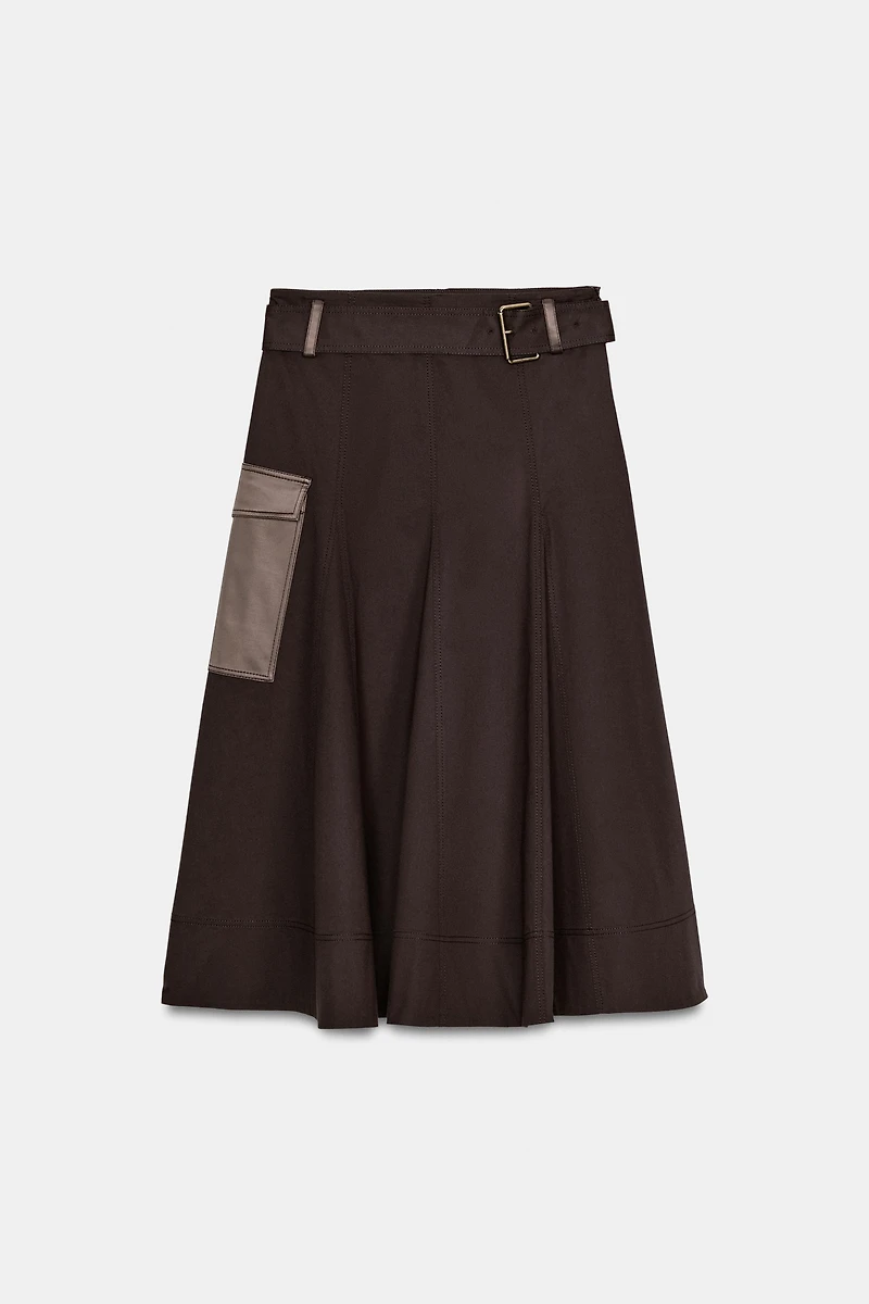 JUPE MI-LONGUE CARGO AVEC CEINTURE