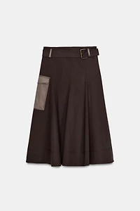 JUPE MI-LONGUE CARGO AVEC CEINTURE