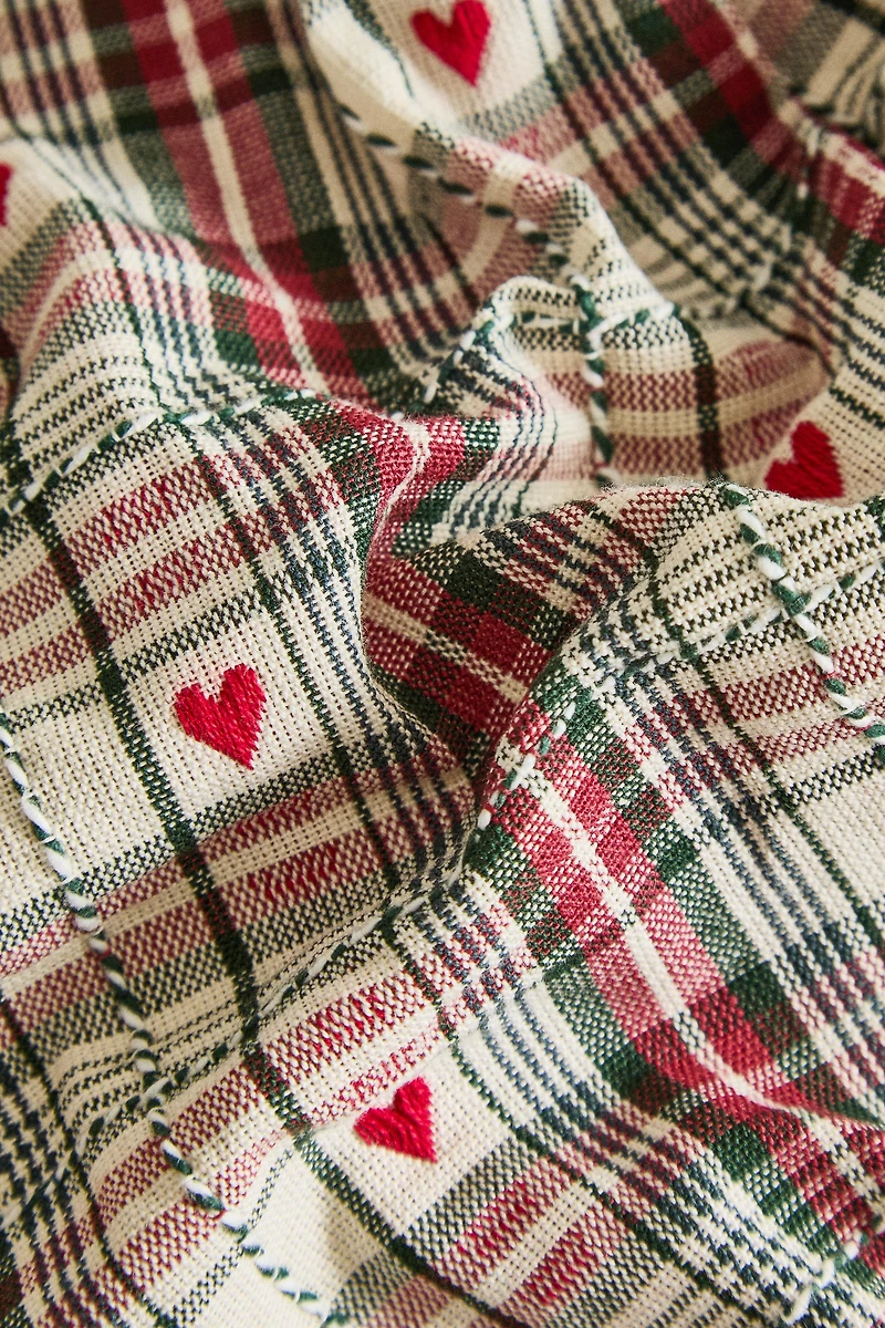 LOT DE SERVIETTES FIL TEINTÉ CŒUR NOËL (LOT DE 2)