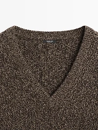 Pull en maille moulinée à col V