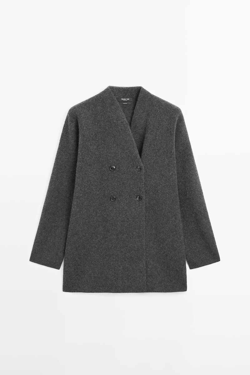 Cardigan long en laine à double boutonnage