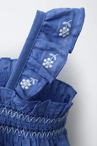 ENSEMBLE BLOUSE ET CULOTTE TEXTURE FLEURS BRODÉES