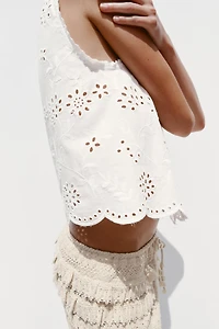 EMBROIDERED EYELET SHIRT