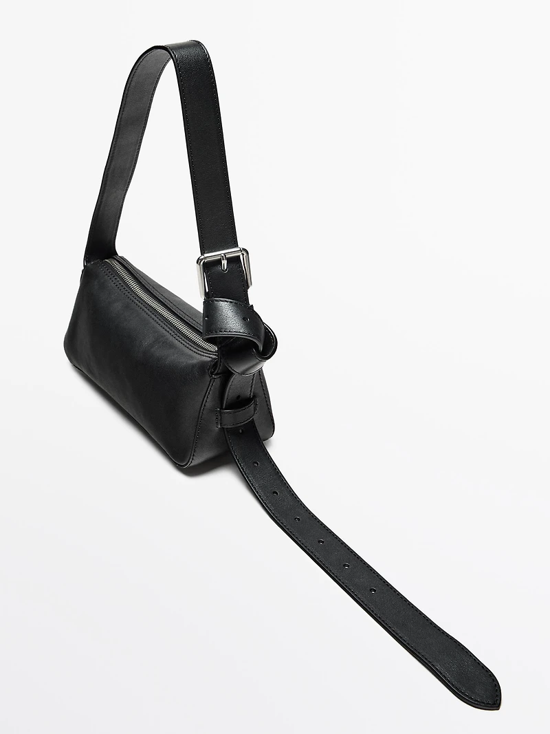 Small nappa leather bag with buckle