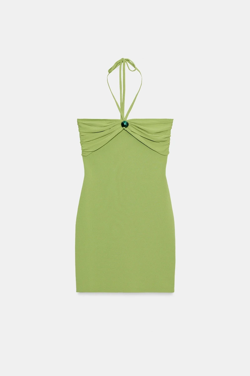 BANDEAU KNIT DRESS WITH BEADS