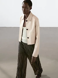 Cropped nappa leather jacket