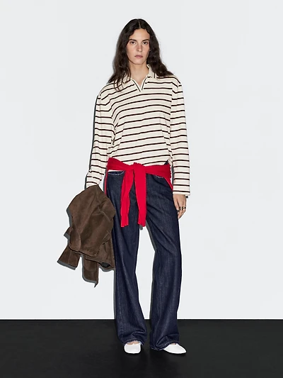 100% cotton striped polo shirt