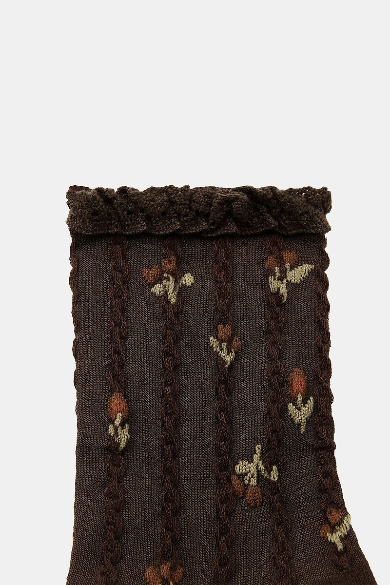 FLORAL PRINT LACE SOCKS