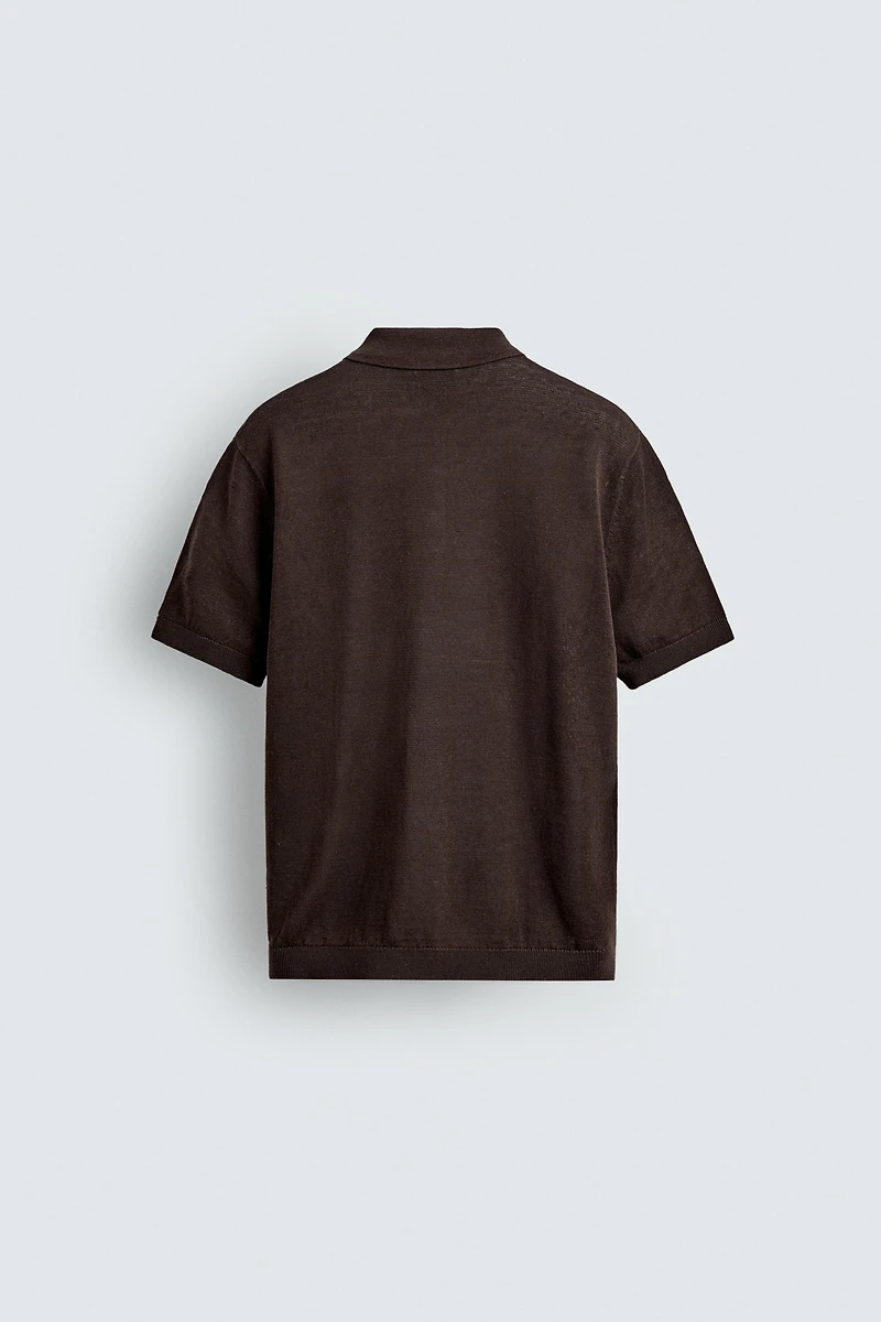 LINEN BLEND KNIT POLO SHIRT
