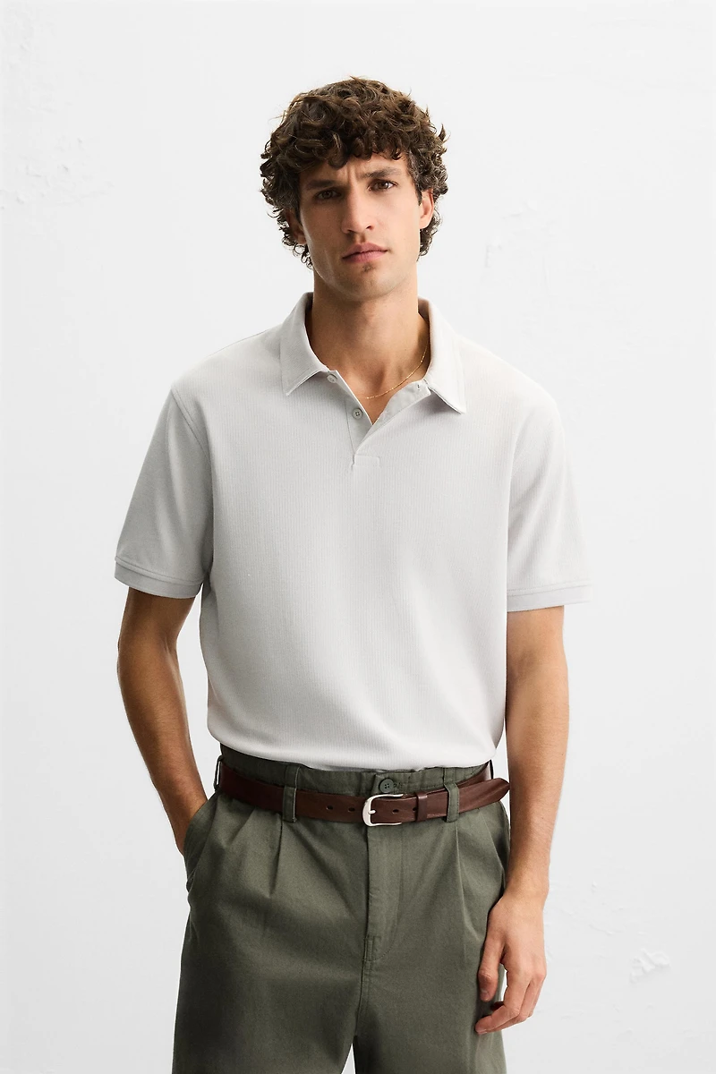 BASIC TEXTURED POLO SHIRT