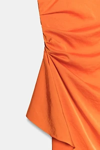 ASYMMETRIC SATIN MIDI DRESS