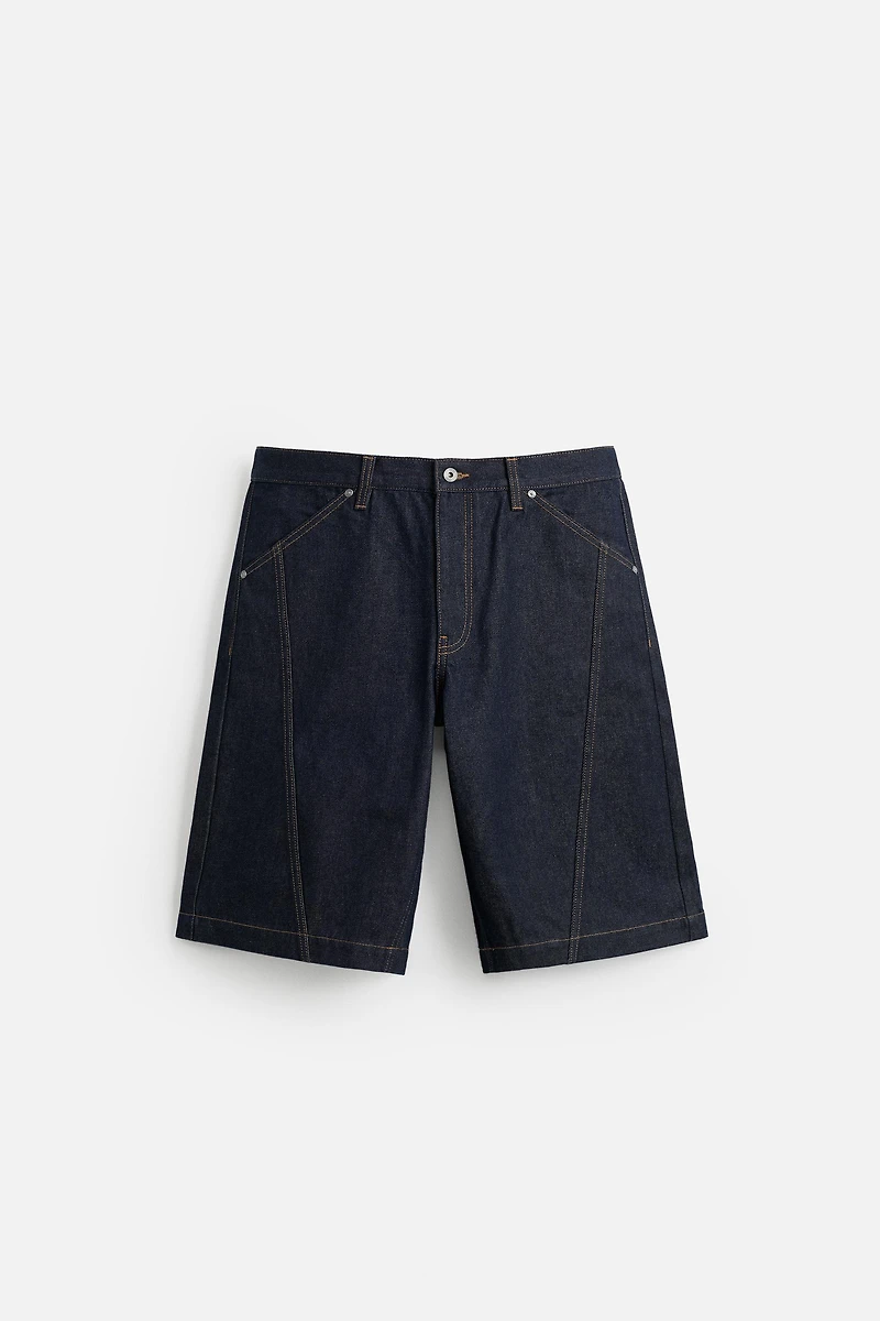BERMUDA DENIM COUPE AMPLE SURPIQÛRES
