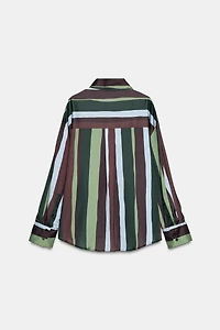 STRIPED SATIN EFFECT BLOUSE