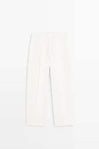 Linen trousers with darts