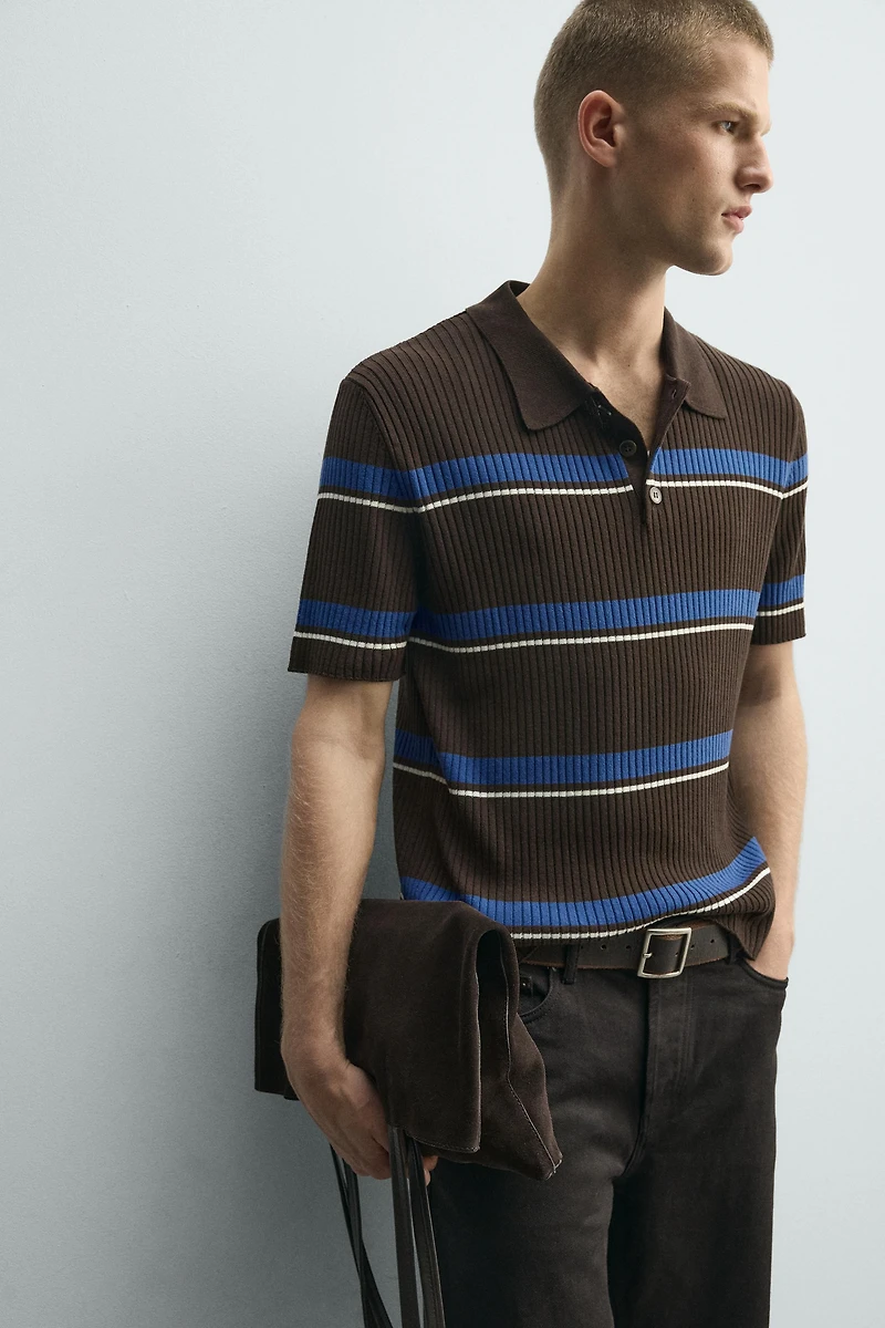 JACQUARD STRIPED KNIT POLO