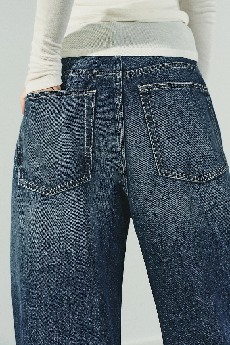 TRF MID-RISE BAGGY FOLDED JEANS