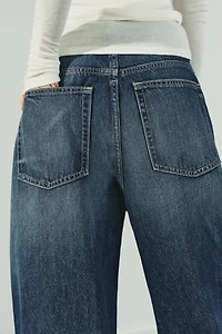 TRF MID-RISE BAGGY FOLDED JEANS