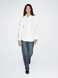 Long 100% cotton poplin shirt