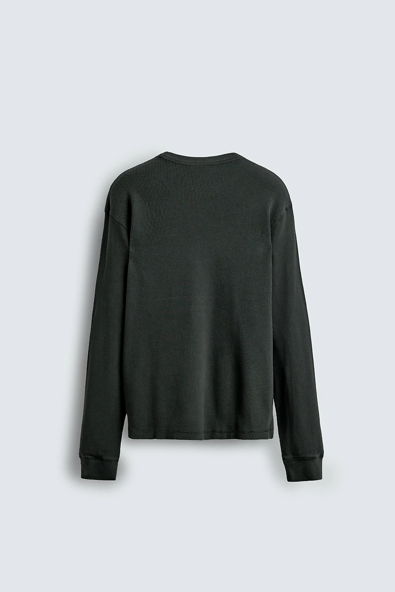 BASIC WAFFLE KNIT T-SHIRT