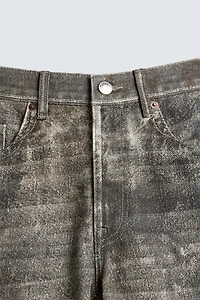 ABSTRACT PRINT BAGGY FIT DENIM SHORTS
