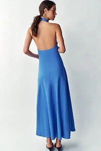 ROBE MI-LONGUE HALTER EN LIN