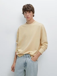 Wool blend crew neck knit sweater