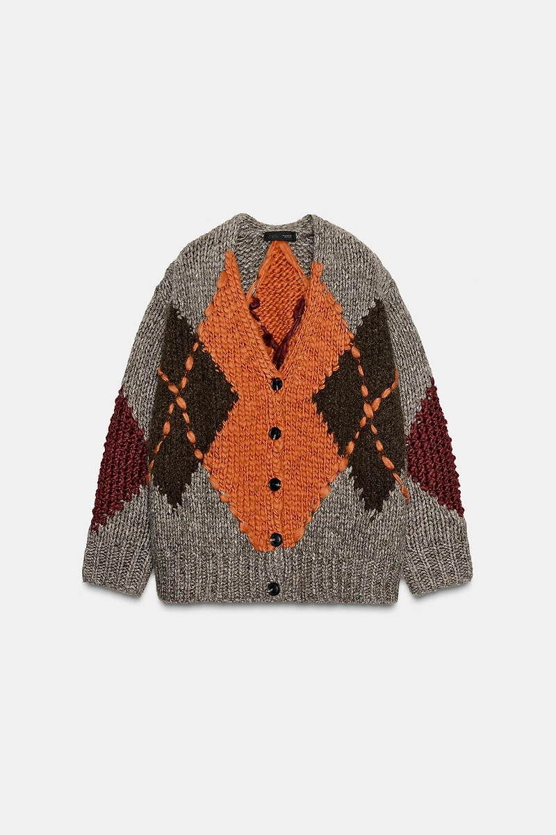 GILET EN MAILLE À LOSANGES