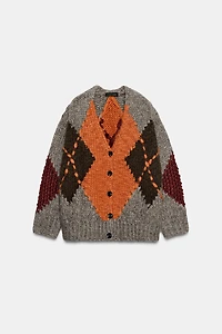 GILET EN MAILLE À LOSANGES