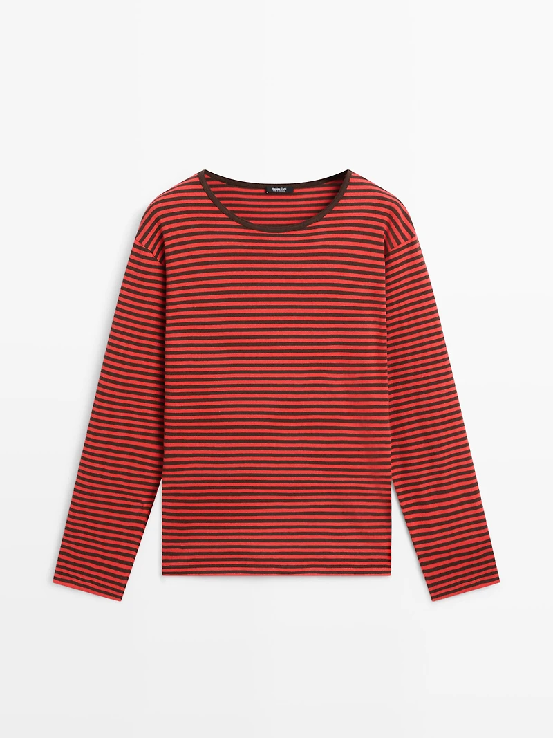 Striped long sleeve cotton T-shirt