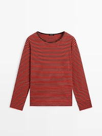 Striped long sleeve cotton T-shirt