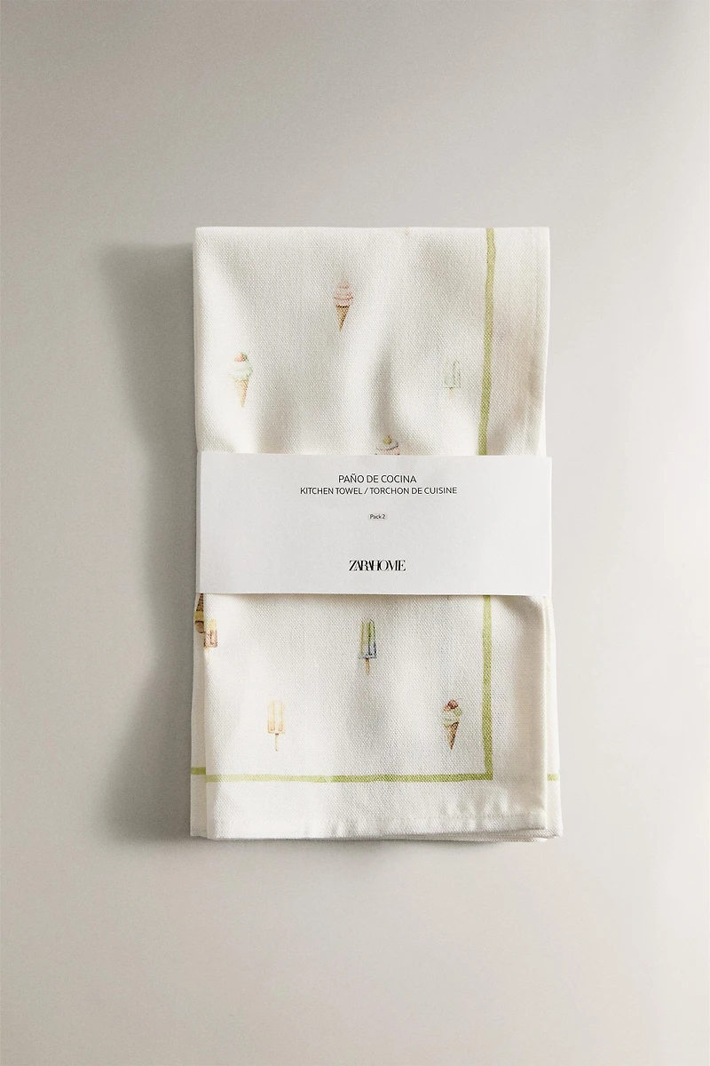 SET OF ICE CREAM COTTON KITCHEN TOWELS (SET OF 2)
