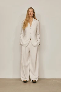 Flowing linen blend trousers with darts - LIMITED EDITION
