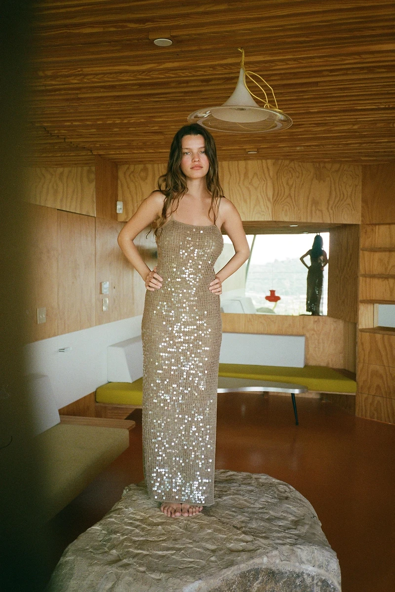 SEQUIN KNIT MIDI DRESS